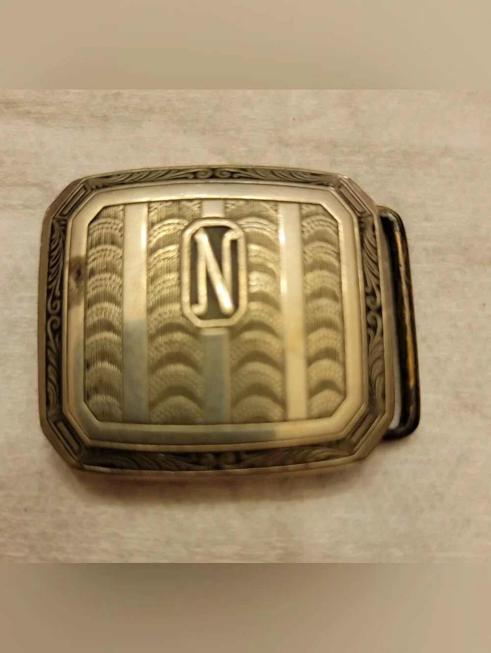 Vintage Silver Plated Monogrammed 'N' Belt Buckle